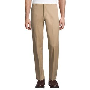 Land’s End Men's Plain Front Wrinkle Resistant Chino Pants Tan Khaki LCHS School